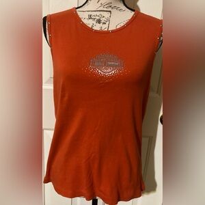 Ladies Size XL Harley Davidson Tank Top With Added Stones And Glitter